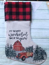 Load image into Gallery viewer, BUFFALO PLAID RED AND BLACK STOCKING 17 INCHES