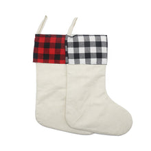 Load image into Gallery viewer, BUFFALO PLAID RED AND BLACK STOCKING 17 INCHES