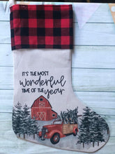 Load image into Gallery viewer, BUFFALO PLAID RED AND BLACK STOCKING 17 INCHES
